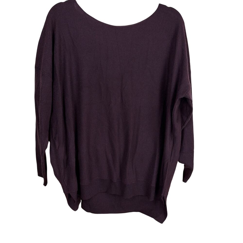 NWT Shana Plum Purple Scoop Neck High Low Knitted Sweater Size XL